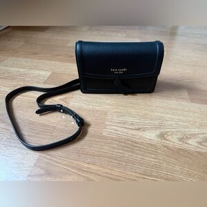 Kate Spade New York Knot Pebbled Leather Flap Crossbody Bag- Black